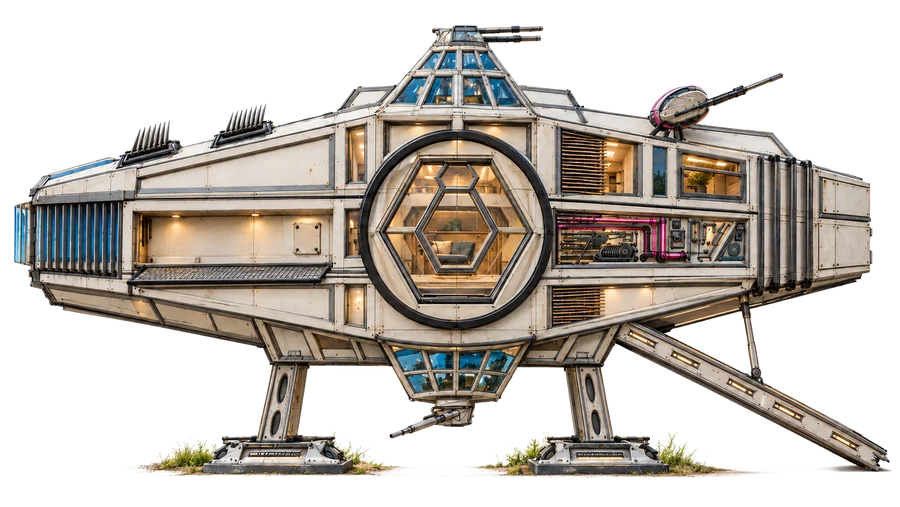 The HAWK 1000 starship at Lunar Base Camp